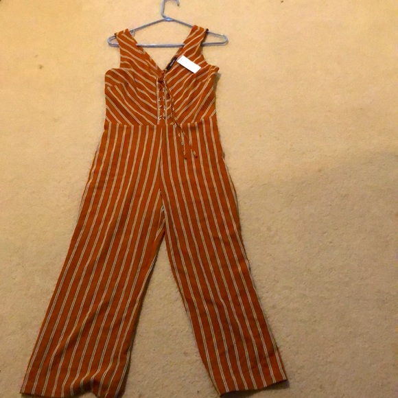 Orange rust jumpsuit tall with stripes - Picture 2 of 6